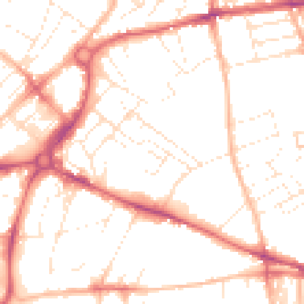 Daytime road noise heatmap for EX1 2EW