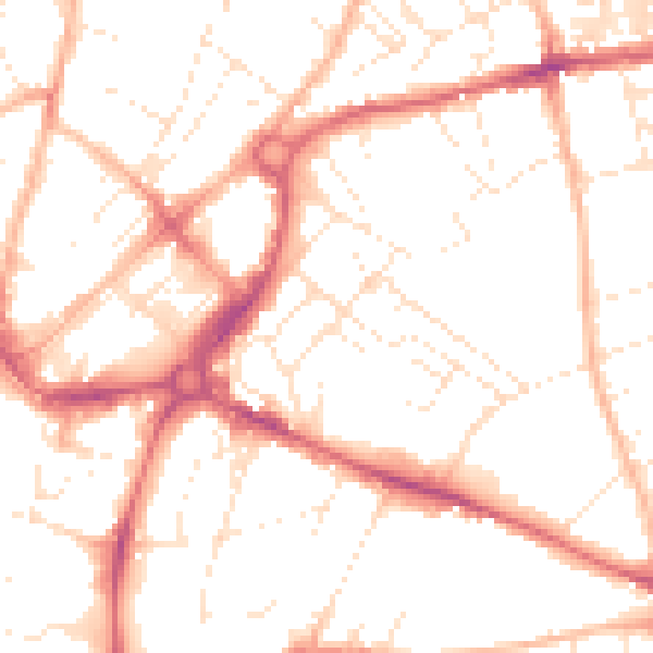 Daytime road noise heatmap for EX1 2EY