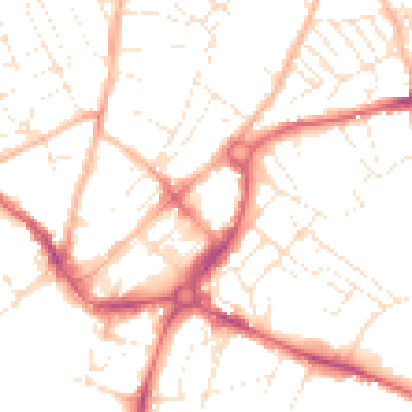 Daytime road noise heatmap for EX1 2FE