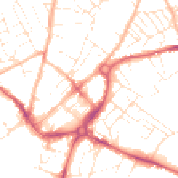 Daytime road noise heatmap for EX1 2FH