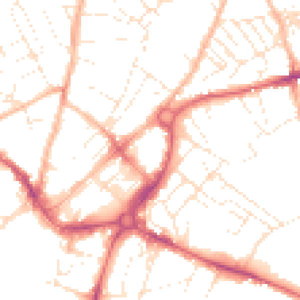 Daytime road noise heatmap for EX1 2FP