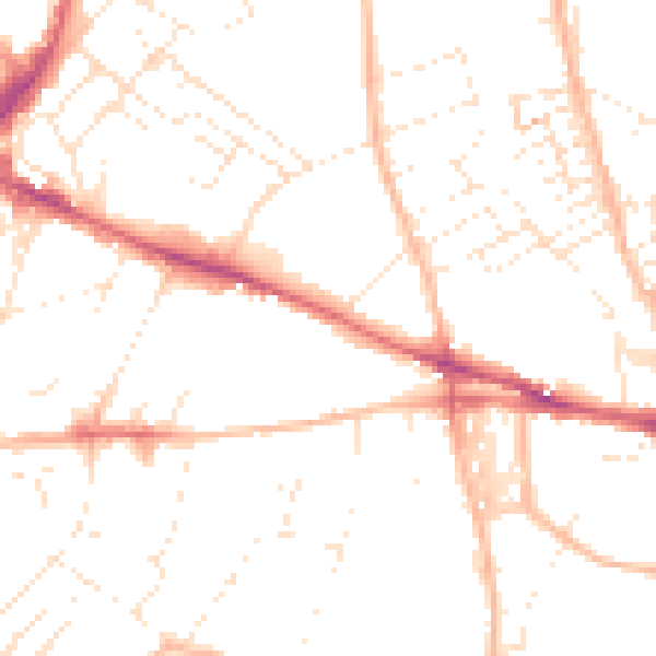 Daytime road noise heatmap for EX1 2NB
