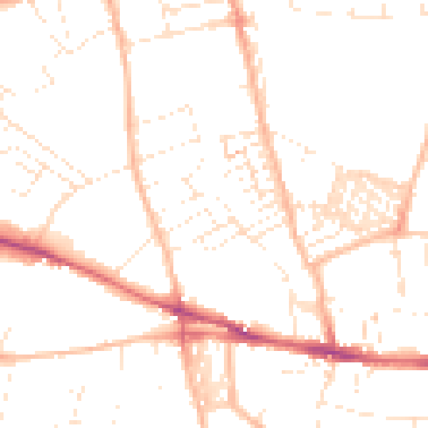 Daytime road noise heatmap for EX1 2PB