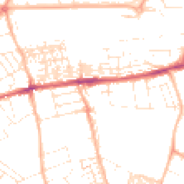 Daytime road noise heatmap for EX1 2PY