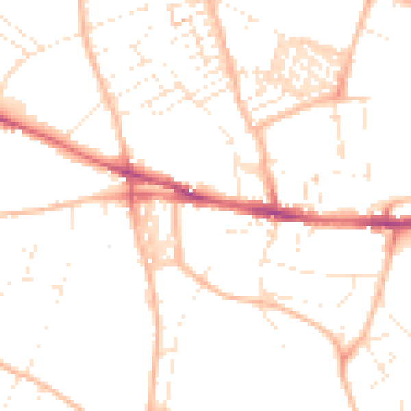 Daytime road noise heatmap for EX1 2QE