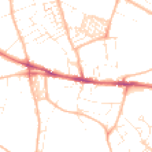 Daytime road noise heatmap for EX1 2QN
