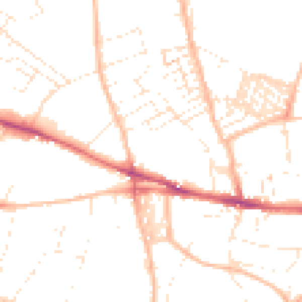 Daytime road noise heatmap for EX1 2QQ