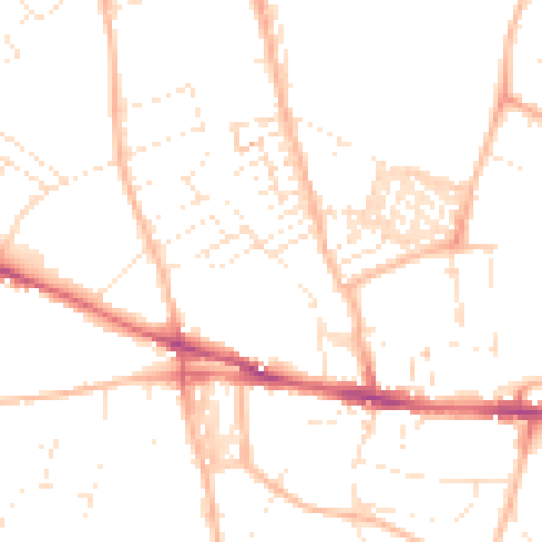 Daytime road noise heatmap for EX1 2QX