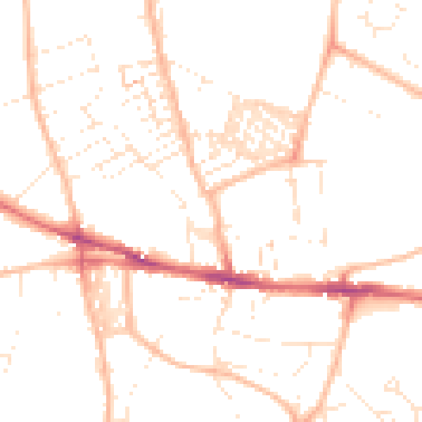 Daytime road noise heatmap for EX1 2RE