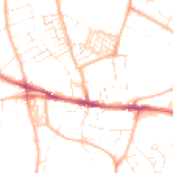 Daytime road noise heatmap for EX1 2RG