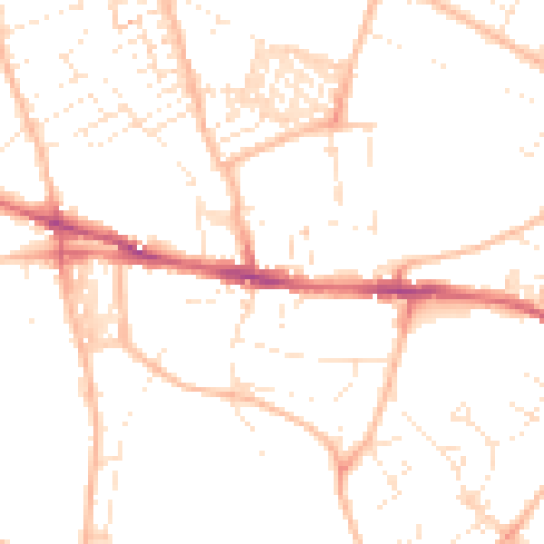 Daytime road noise heatmap for EX1 2RJ