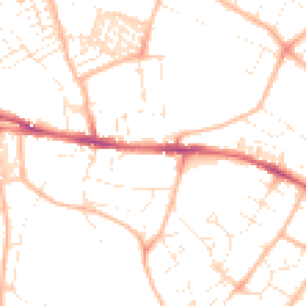 Daytime road noise heatmap for EX1 2RS