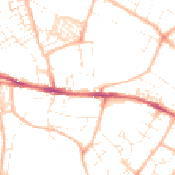 Daytime road noise heatmap for EX1 2RU