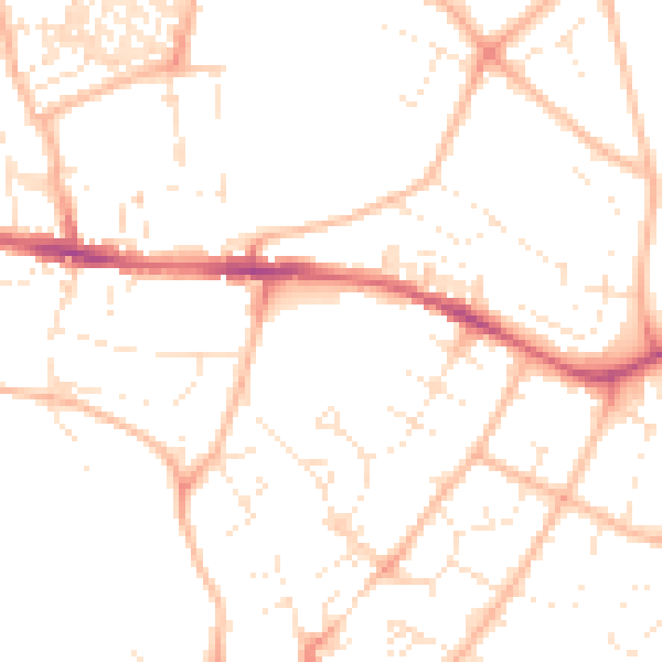 Daytime road noise heatmap for EX1 3BP