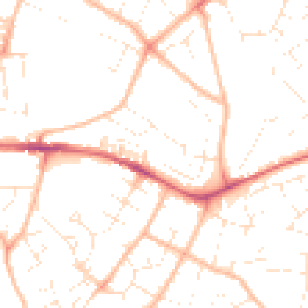 Daytime road noise heatmap for EX1 3BY