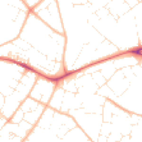 Daytime road noise heatmap for EX1 3EA
