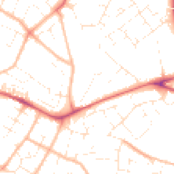 Daytime road noise heatmap for EX1 3ET
