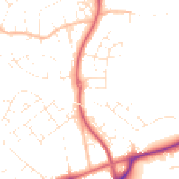 Daytime road noise heatmap for EX1 3FU