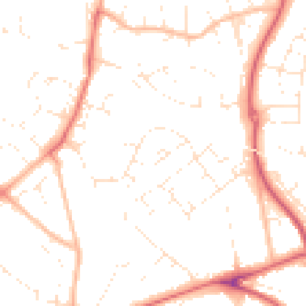 Daytime road noise heatmap for EX1 3HQ