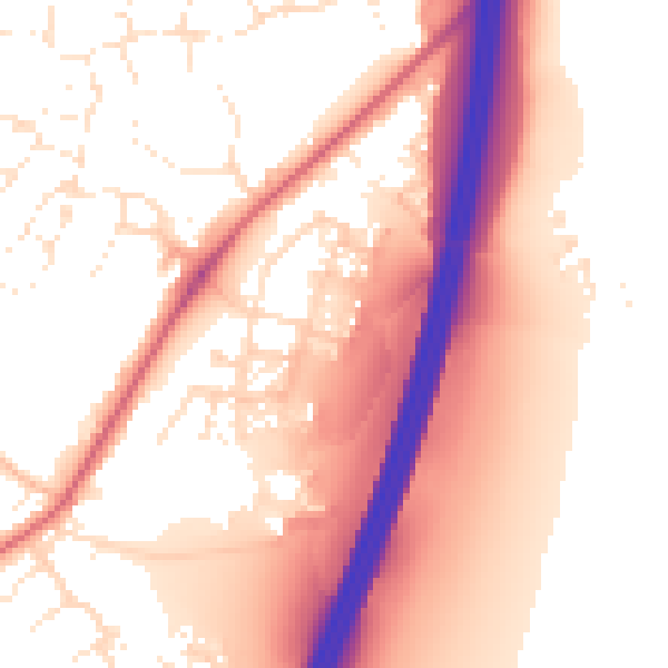 Daytime road noise heatmap for EX1 3JA