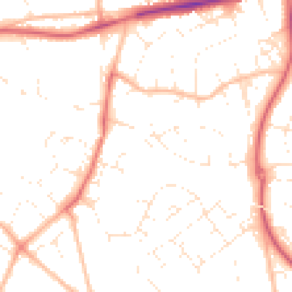 Daytime road noise heatmap for EX1 3JB
