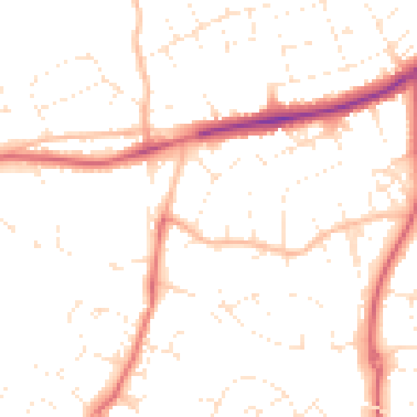 Daytime road noise heatmap for EX1 3JJ