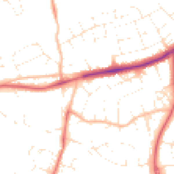 Daytime road noise heatmap for EX1 3JL