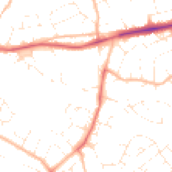 Daytime road noise heatmap for EX1 3JS