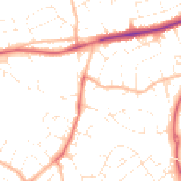 Daytime road noise heatmap for EX1 3LW