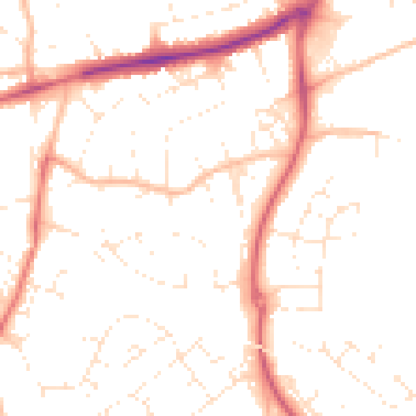 Daytime road noise heatmap for EX1 3NG