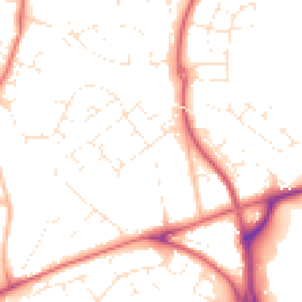 Daytime road noise heatmap for EX1 3QA