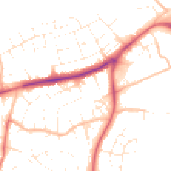 Daytime road noise heatmap for EX1 3QQ