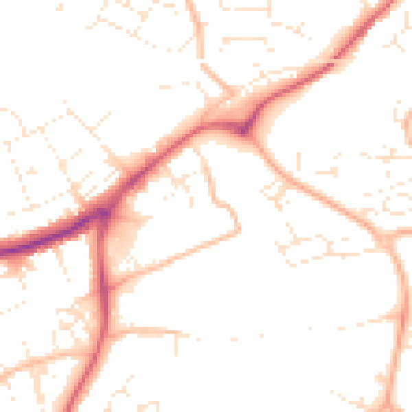 Daytime road noise heatmap for EX1 3RA