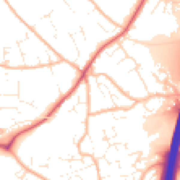 Daytime road noise heatmap for EX1 3SA
