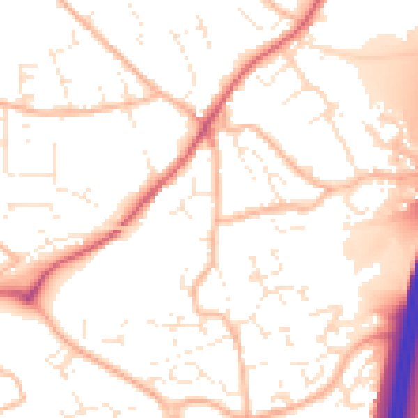 Daytime road noise heatmap for EX1 3SD