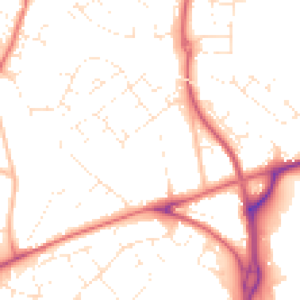 Daytime road noise heatmap for EX1 3WA