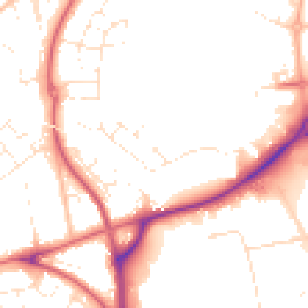 Daytime road noise heatmap for EX1 3XD