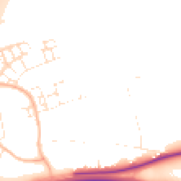 Daytime road noise heatmap for EX1 4AQ