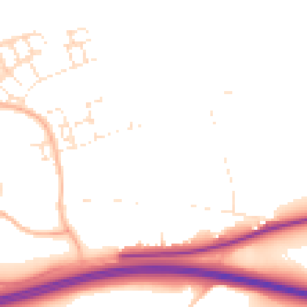 Daytime road noise heatmap for EX1 4AU