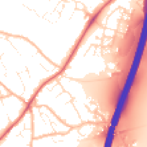 Daytime road noise heatmap for EX1 4AZ
