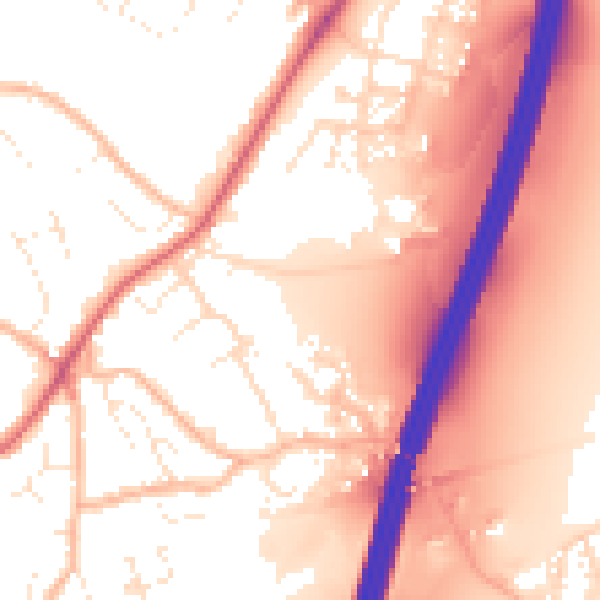 Daytime road noise heatmap for EX1 4BZ