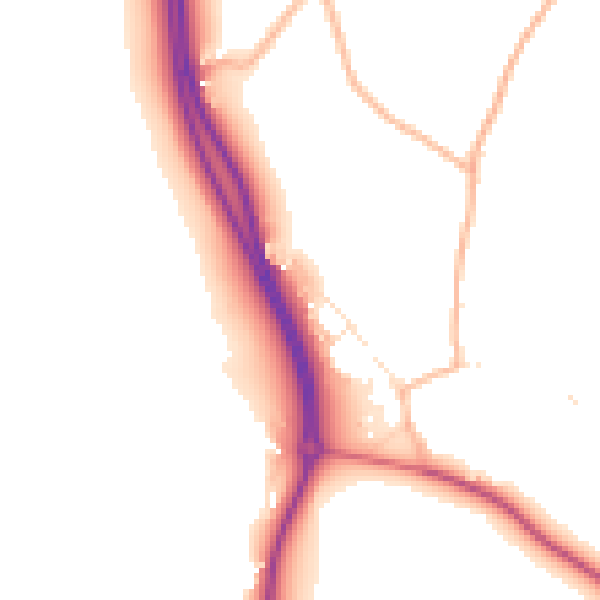 Daytime road noise heatmap for EX3 0DF