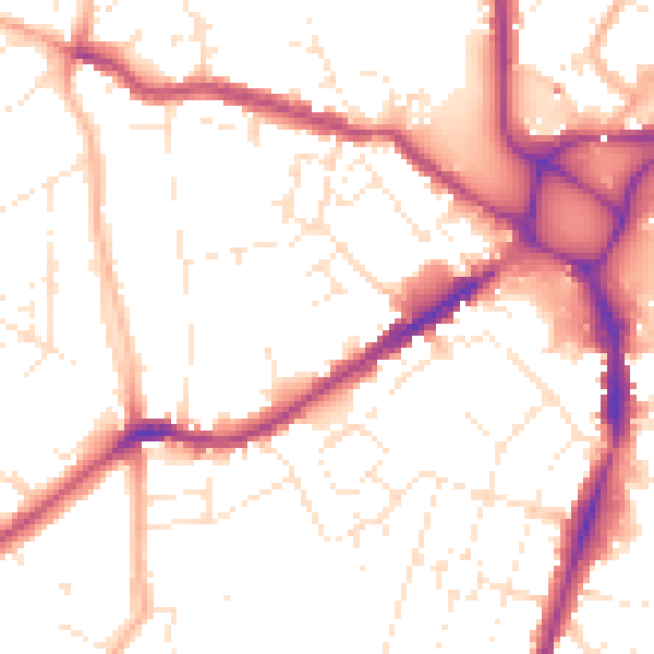 Daytime road noise heatmap for EX4 1AB