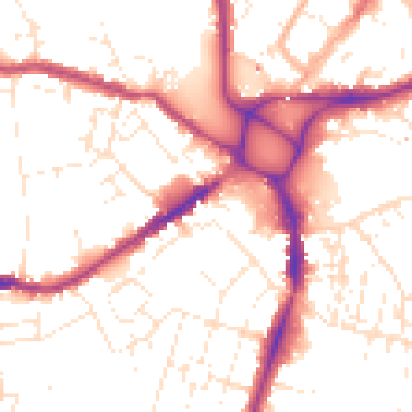 Daytime road noise heatmap for EX4 1AJ