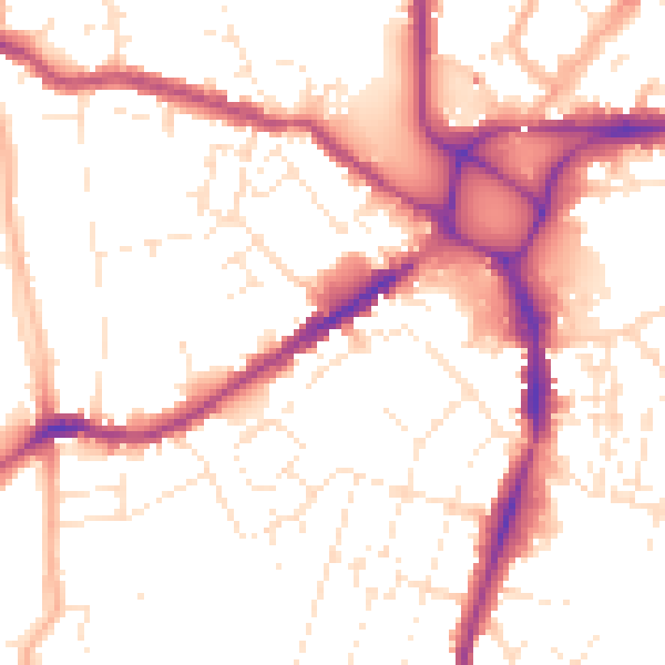 Daytime road noise heatmap for EX4 1AW