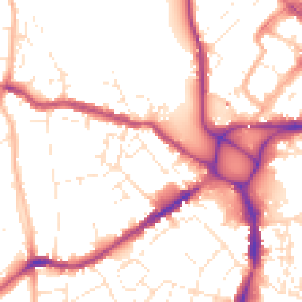 Daytime road noise heatmap for EX4 1AZ