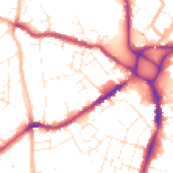 Daytime road noise heatmap for EX4 1BQ