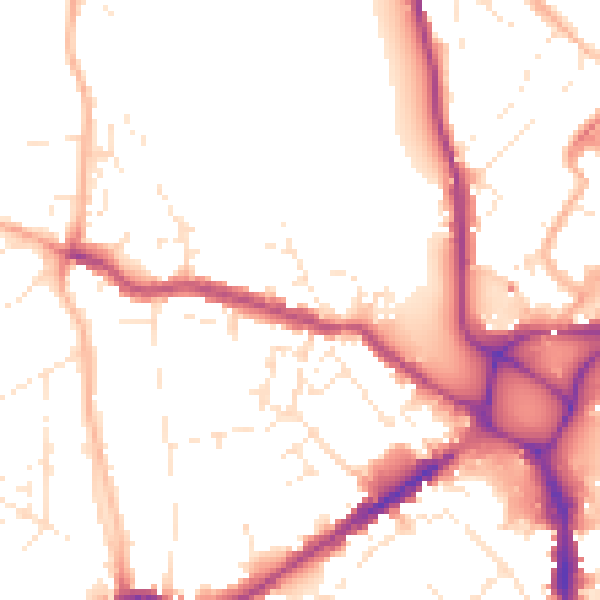 Daytime road noise heatmap for EX4 1DT