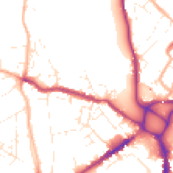 Daytime road noise heatmap for EX4 1EE