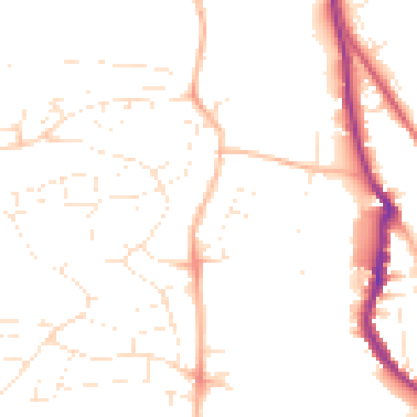 Daytime road noise heatmap for EX4 2AS